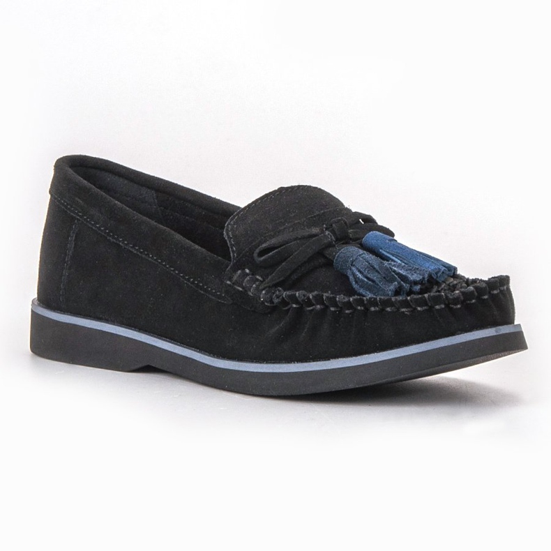 Filippo Kožne mokasine s resama crno 1