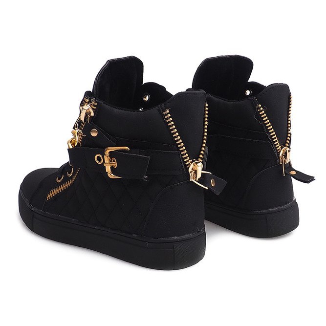 Visokokutne prošivene tenisice R-35 crne crno 2