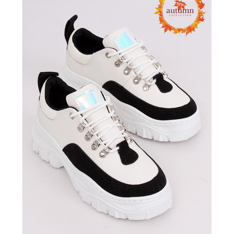 Crno-bijele cipele s visokim potplatom PF5329 Crna bijela 1