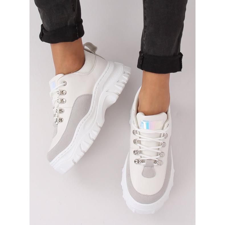 Cipele s visokim potplatom, bijele i sive PF5329 Siva bijela 1