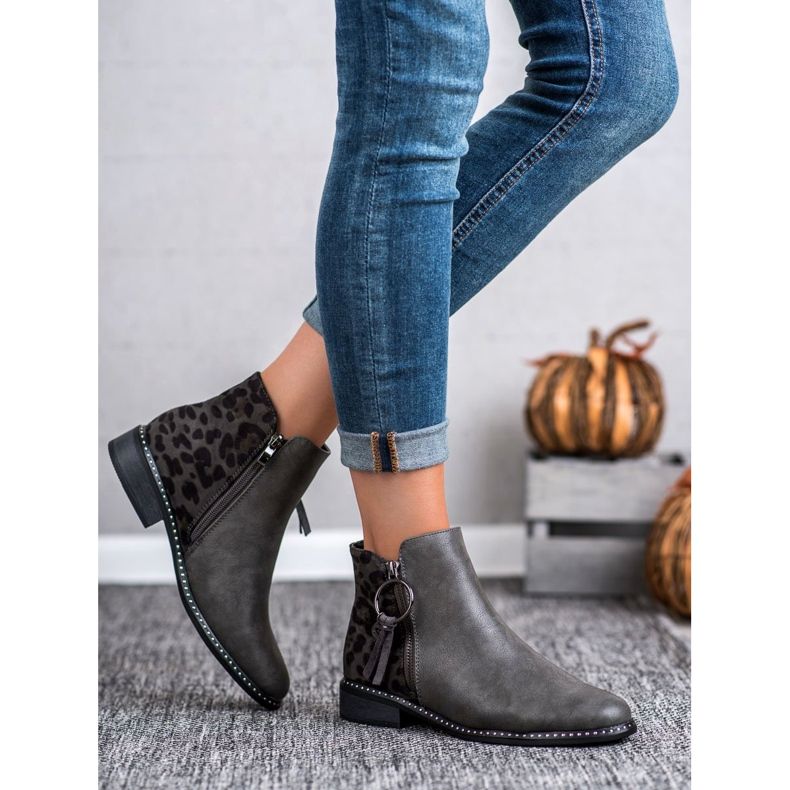 Filippo Elegantne čizme s patentnim zatvaračem siva 1