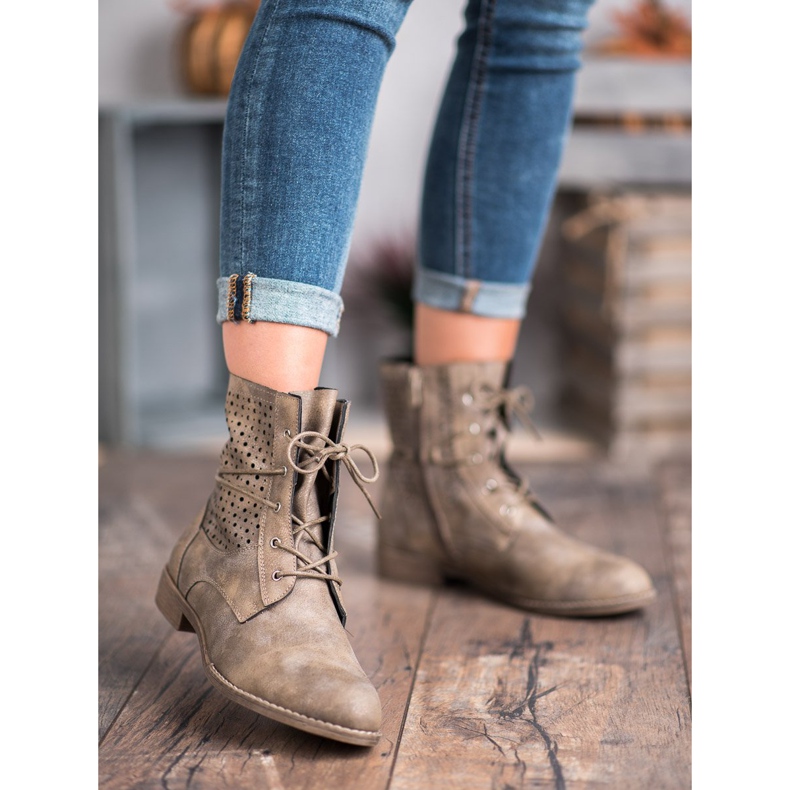 Groto Gogo Modne zavezane čizme zelena 2