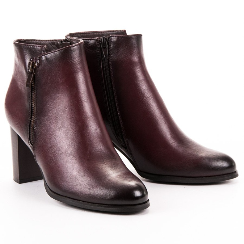 W. Potocki Burgundske gležnjače s visokom potpeticom crvena 1