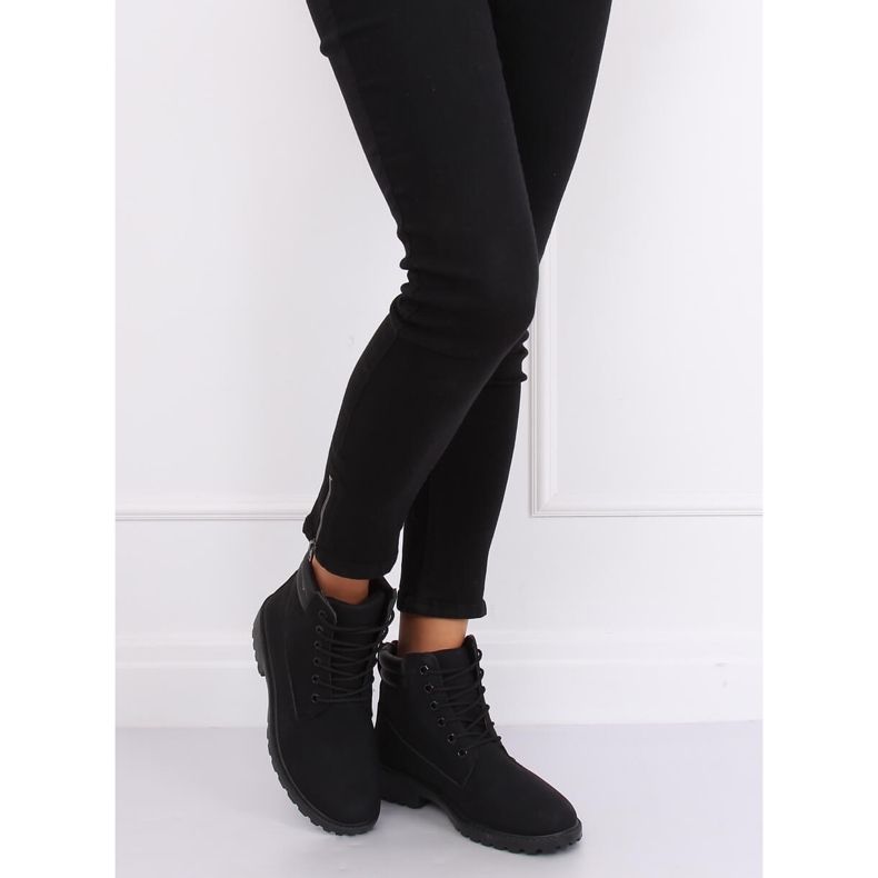 Crne ženske drvene čizme W-3033 Crne crno 2