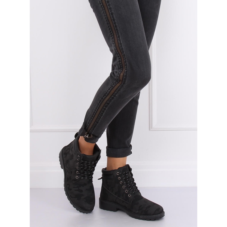 Ženske drvene čizme camo W-3033 Blackcamuflage crno 1