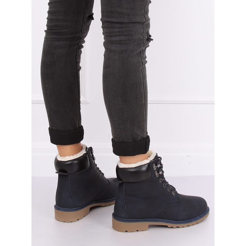 Ženske tamnoplave izolirane drvene čizme 1121-PA DK.BLUE mornarsko plava 1