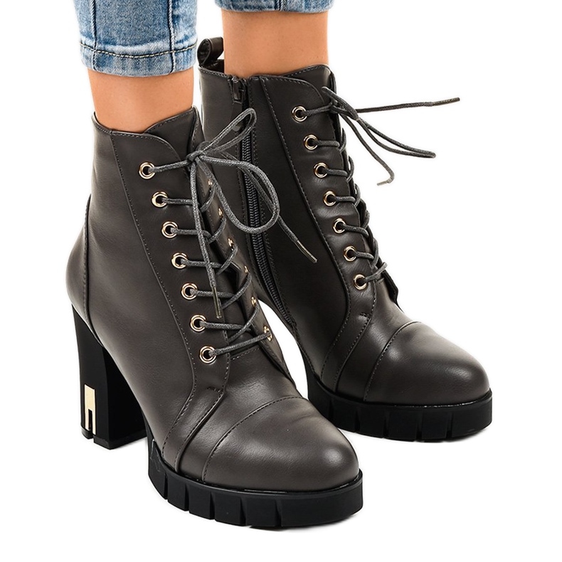 Tople čizme na stupu s K-9925 zatvaračem siva 1