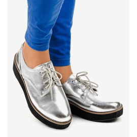 Srebrne elegantne cipele na vezanje 2017-1 siva 2
