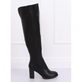 Čizme preko koljena na postolju crne F128 Crne crna 1