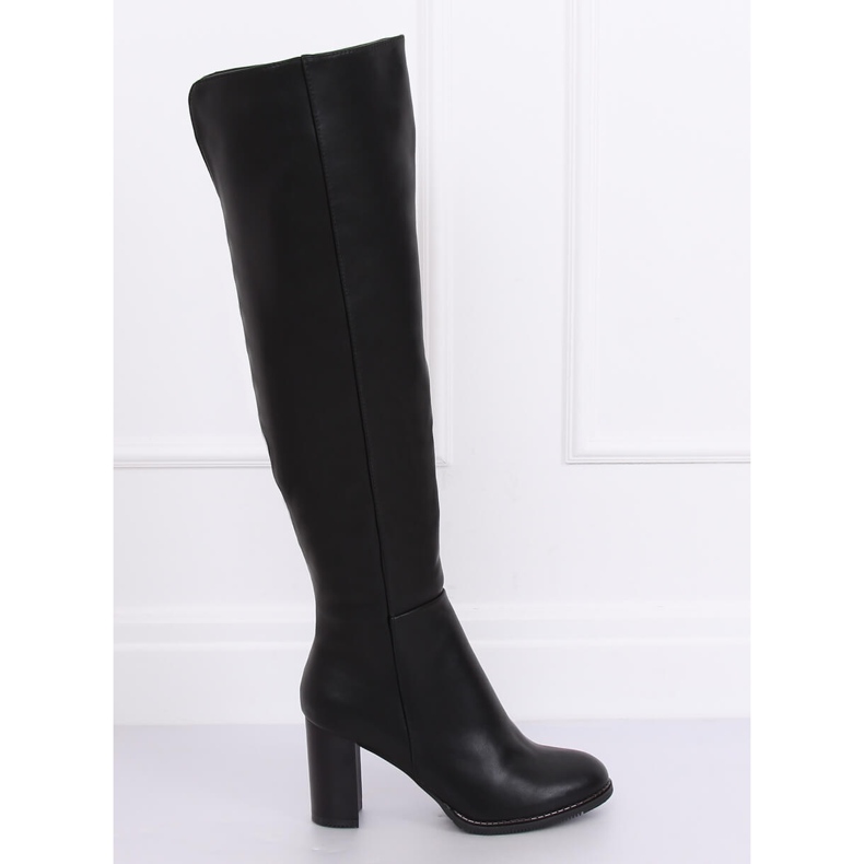 Čizme preko koljena na postolju crne F128 Crne crno 1