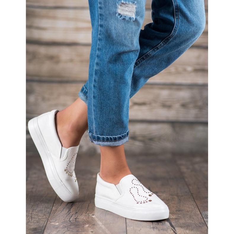 J. Star Sliponi sa kamenčićima bijela 1