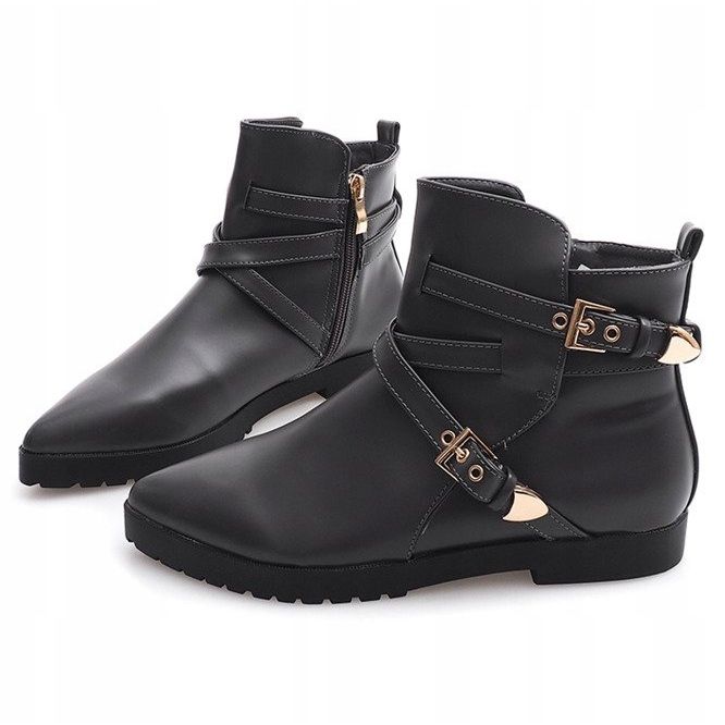 Tople elegantne čizme sa kopčom HW13 Siva 1