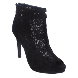 Sandale na visoku petu 8709 Crna 1