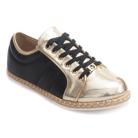 Lanene espadrile Q52 Crne tenisice crna žuta boja 1