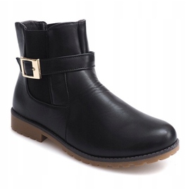 Čizme s krznom od gume i kopče E598 Crna crno zelena 2