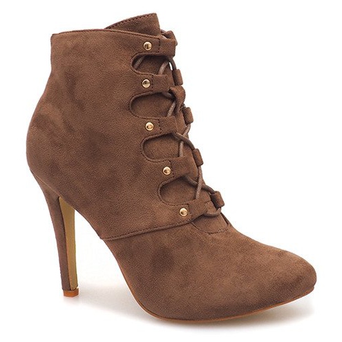 Čizme na visoku petu H253 kaki višebojan zelena 1