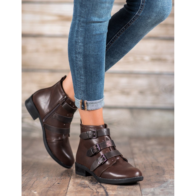 Small Swan Čizme s ukrasnim prugama smeđa 2