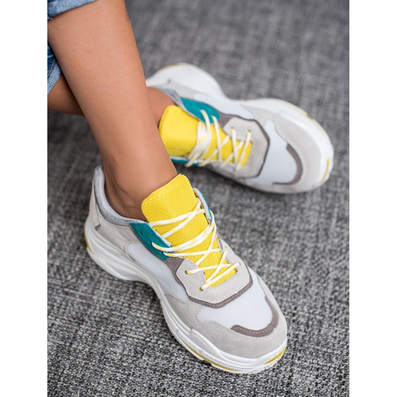 SHELOVET Sportske cipele na vezanje siva žuta boja 1