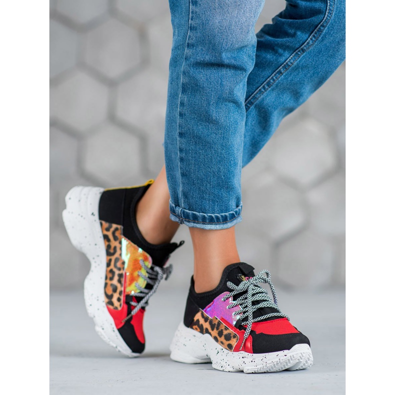 SHELOVET Sportske cipele s leopard printom crvena raznobojna 2