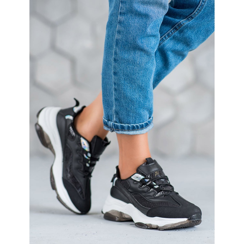 Kayla Vezane tenisice sa zmijskim printom crno 1