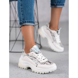 SHELOVET Bijele tenisice sa zmijskim printom bijela 1