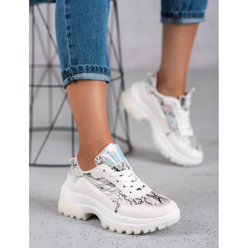 SHELOVET Bijele tenisice sa zmijskim printom bijela 1