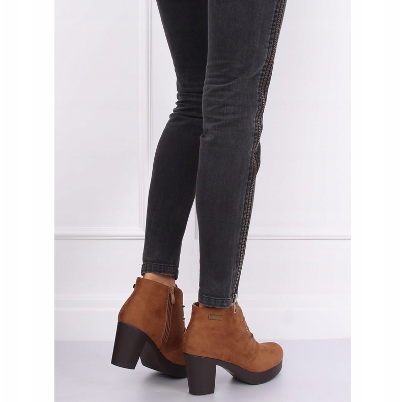 Cipele s visokim potpeticama 8B883 Khaki smeđe smeđa 1