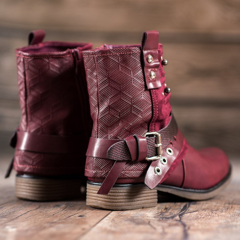 SHELOVET Čizme sa kamenčićima crvena 2