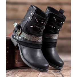 SHELOVET Čizme sa kamenčićima crna 1