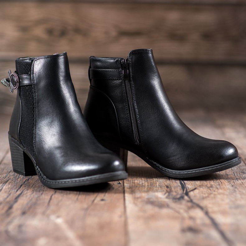 Abloom Čizme s ukrasnom kopčom crno 1