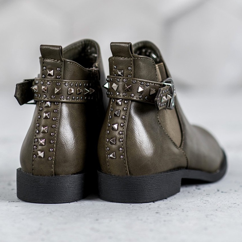 SHELOVET Zelene čizme Chelsea sa kamenčićima zelena 1