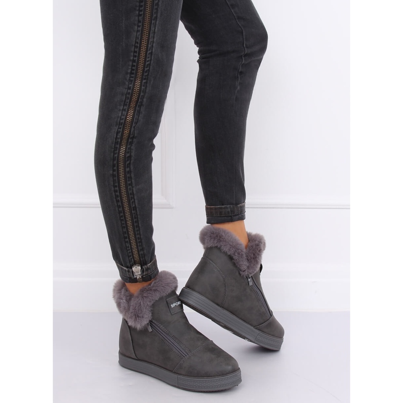 Sive tenisice do gležnja s krznom W19-29 Grey siva 2