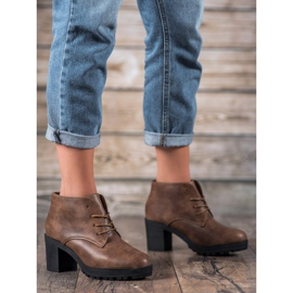 SHELOVET Čizme na čipku na platformi smeđa višebojan 1