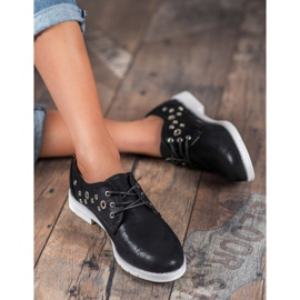 SHELOVET Vezane cipele s eko kožom crno 1