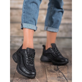 SHELOVET Sjajne sportske cipele crno 2