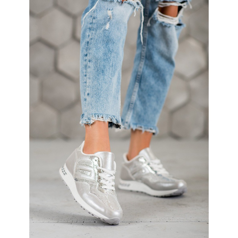 SHELOVET Tenisice sa zmijskim printom siva 1