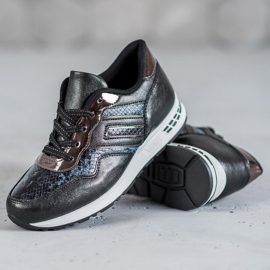 SHELOVET Tenisice sa zmijskim printom crna 1