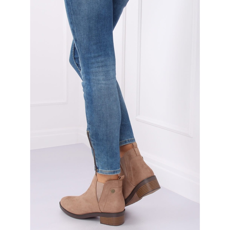 Bež ženske čizme Chelsea 8B978 Khaki 1