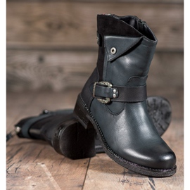 Super Me Čizme s ukrasnom kopčom crno raznobojna zelena 1