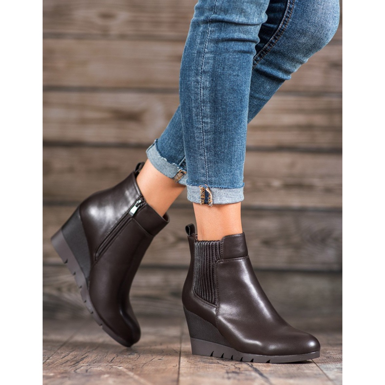 SHELOVET Čizme na klin smeđa 1