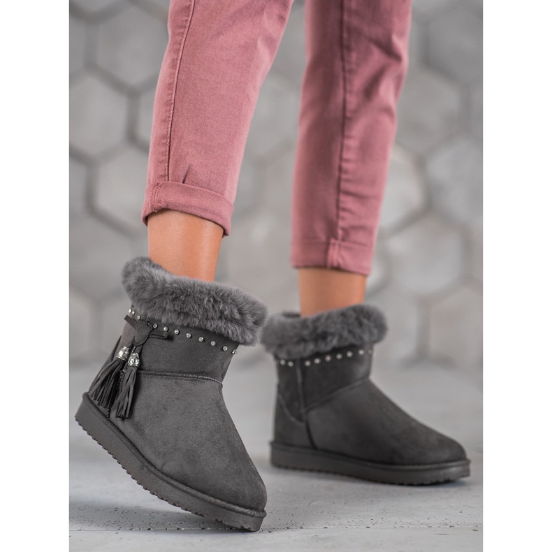 SHELOVET Mukluki sa kristalima siva 1