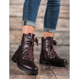 SHELOVET Čizme na vezanje crvena raznobojna 1