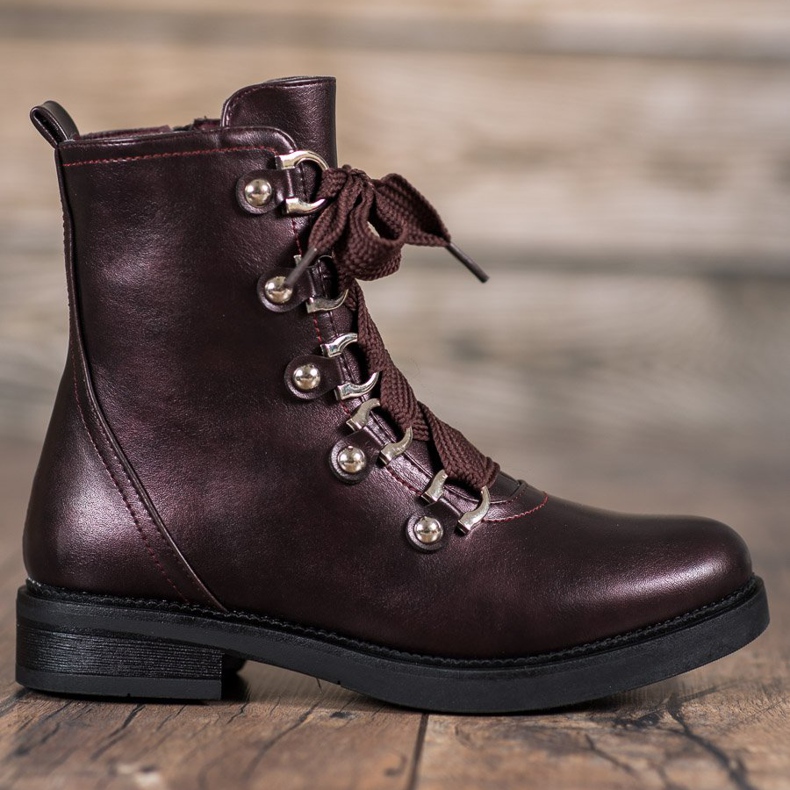 SHELOVET Čizme na vezanje crvena raznobojna 2