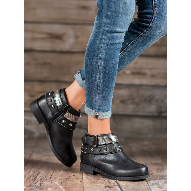 Forever Folie Čizme sa kamenčićima crno 1