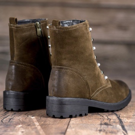 S. BARSKI Visoke čizme s perlicama zelena 1