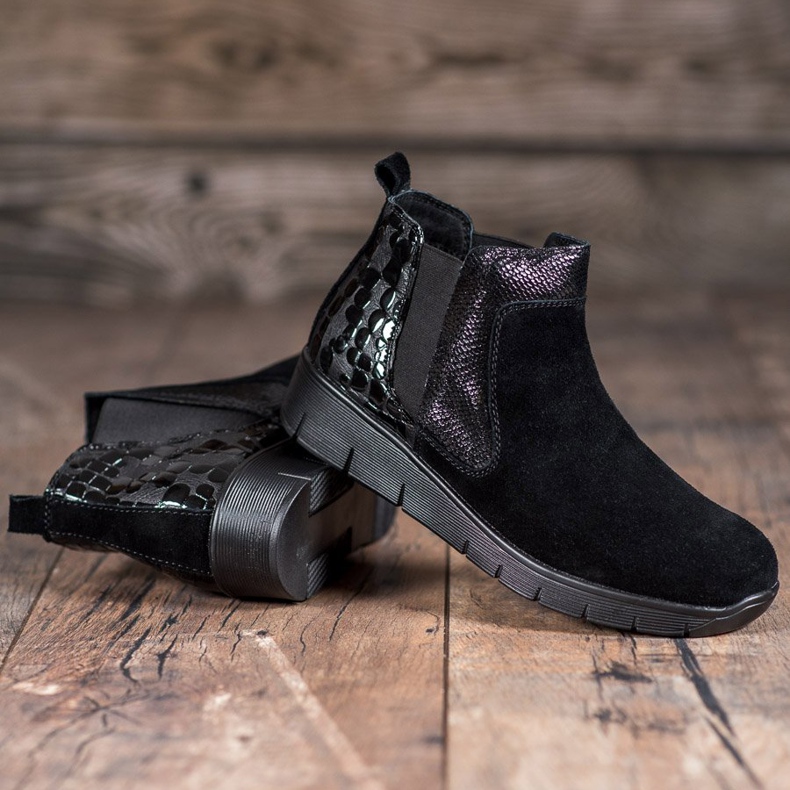 SHELOVET Ženske čizme na navlaku crno 1