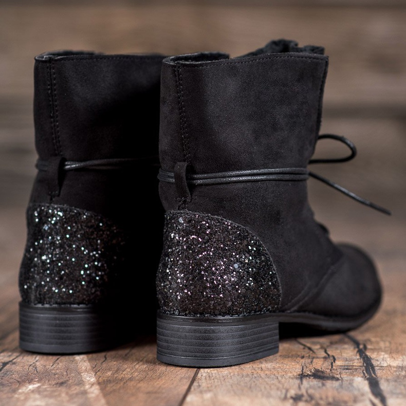 S. BARSKI Crne čizme na vezanje crna 1