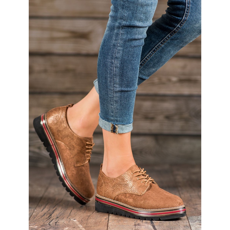 SHELOVET Cipele na platformi Snake Print smeđa 1