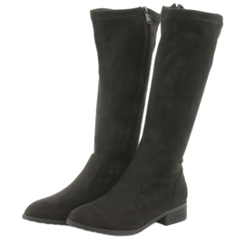 M.Daszyński Crne rastezne čizme s ravnom potpeticom MR1602 crno 3