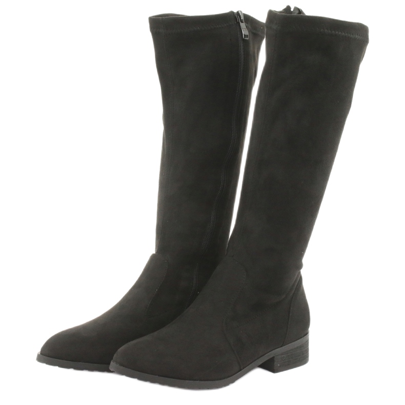 M.Daszyński Crne rastezne čizme s ravnom potpeticom MR1602 crna 3